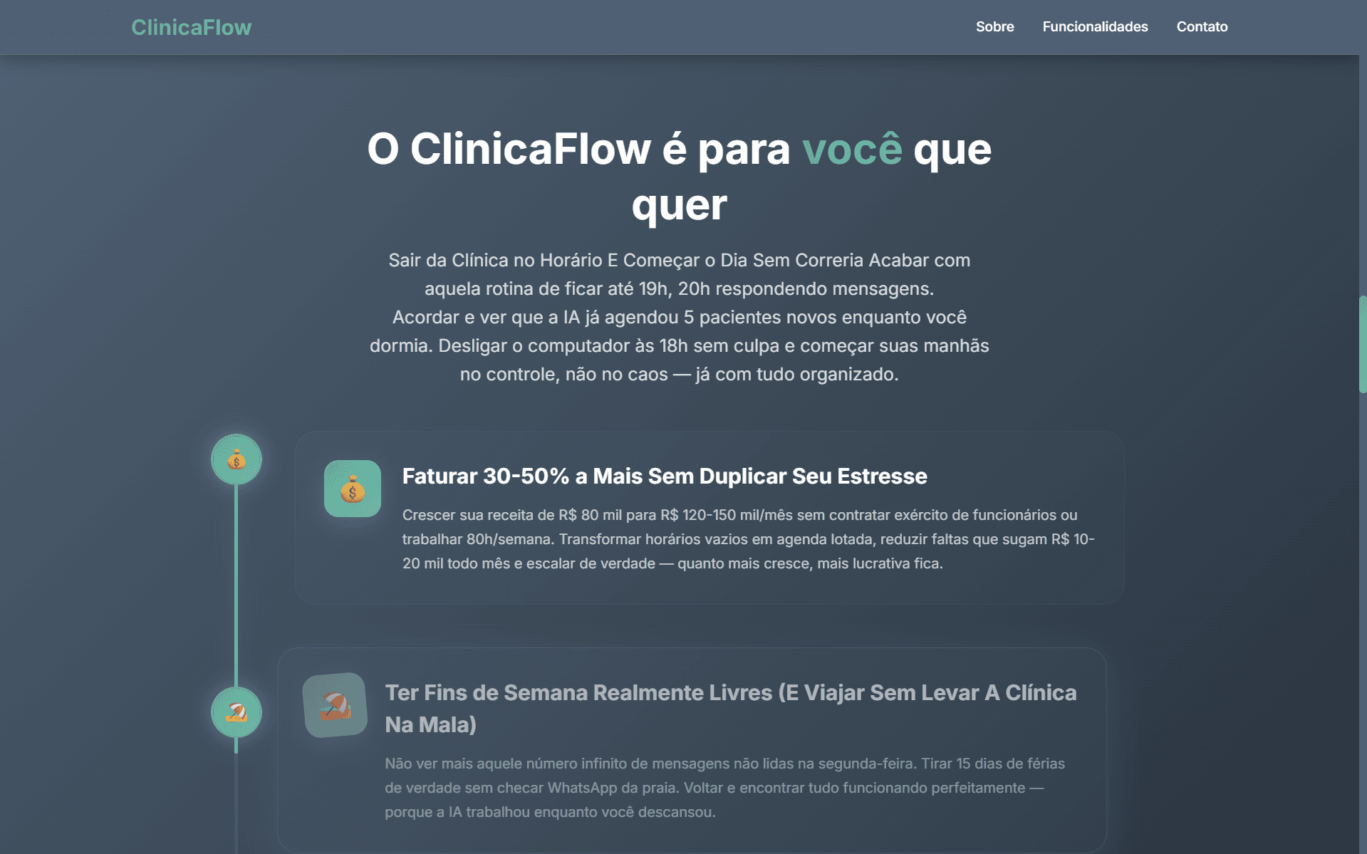 Narrativa de benefícios — storytelling com reveal animado em GSAP