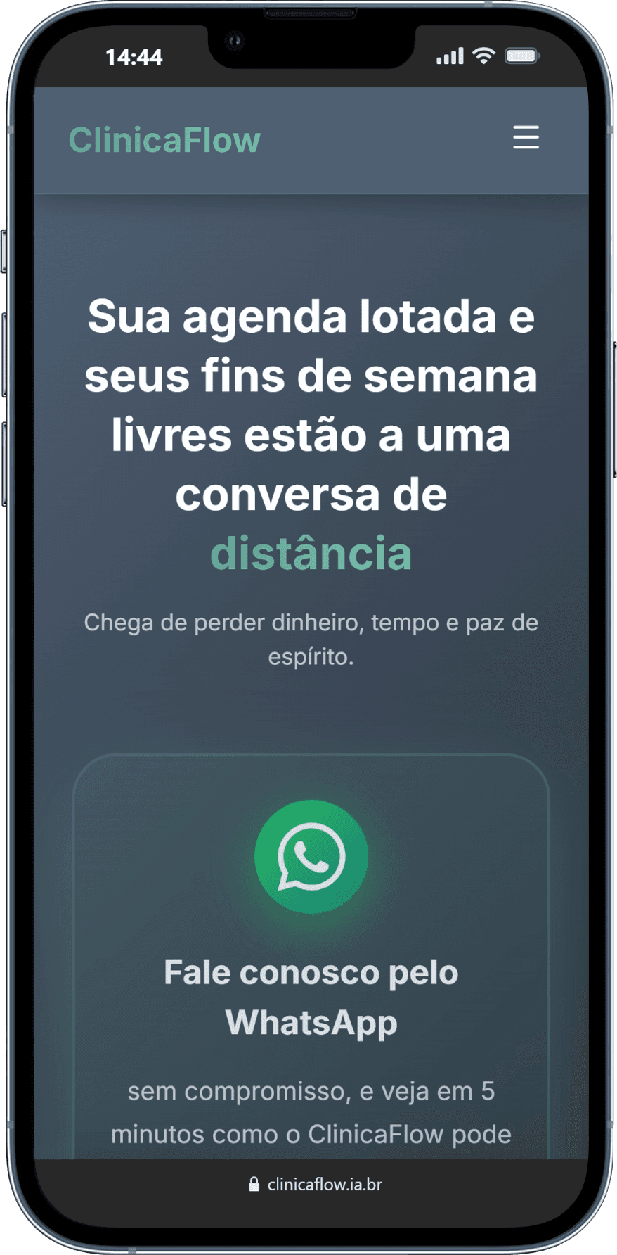Mobile — CTA de WhatsApp com hierarquia clara